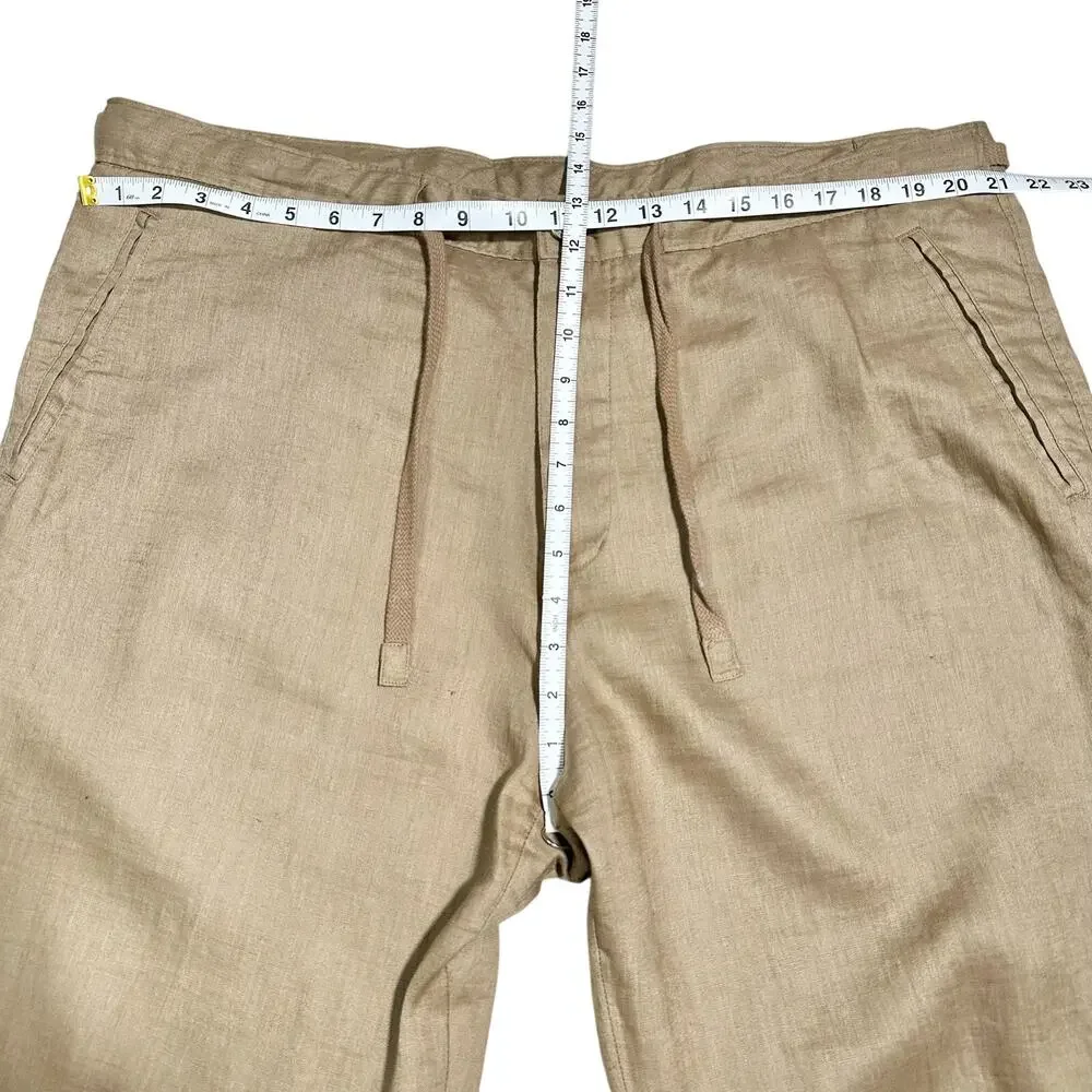 Tasso Elba Island | Men | Tan 100% Linen Vacation Light Drawstring Pants | 40x30